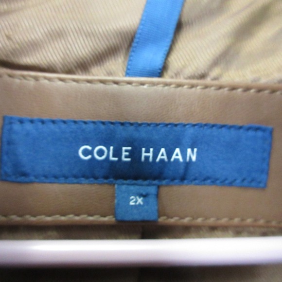 Cole Haan Brown Genuine Lambskin Leather Jacket Womens 2X Zip Biker Moto 1008 - Picture 5 of 16